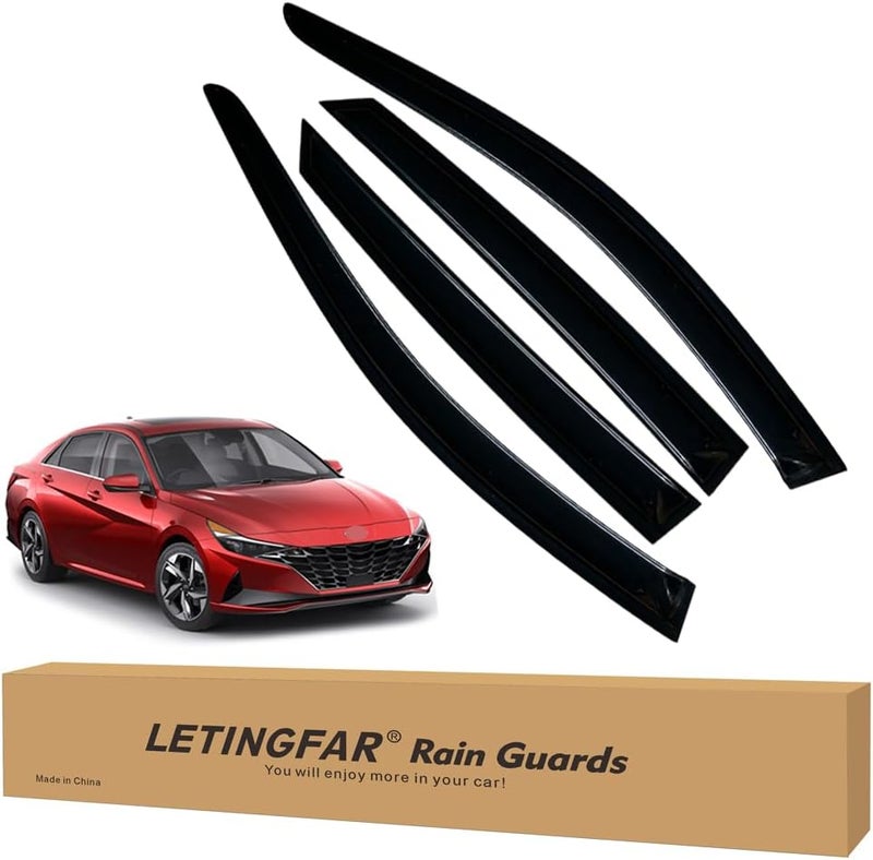 LETINGFAR حواجز المطر للنوافذ لهيونداي إيلانتر 2021 2022 2023 2024، واقيات الرياح وظلال التهوية لهيونداي إيلانتر - Image 1